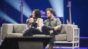 Heaven Come Conference 2016- Kari Jobe and Cody Carnes. Their adorable baby Canyon is on Kari's lap! :)